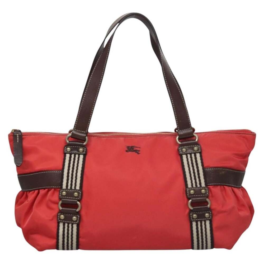 Burberry Nylon Blue Label Tote Bag Red